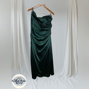 Galina Signature Dress one shoulder emerald green size Large